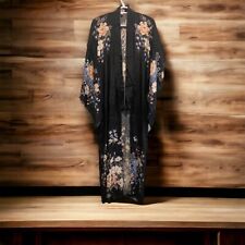 IWATA Made In Japan Vintage Floral Silk Kimono Robe Oriental Japanese RARE picture