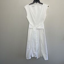 JIL SANDER Womens White Poplin Sleeveless Midi Dress Sz 34 US: 0 Tie-Waist picture