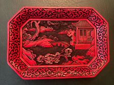 VINTAGE CHINESE CARVED RED Faux CINNABAR 6.75