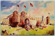 Vtg Angola Indiana IN Buck Lake Ranch Replica of Old Fort Laramie 1960s Postcard picture