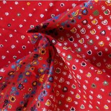 Vintage 50s Red Small Scale Floral Paisley Fabric 36