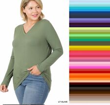 Plus Size Zenana V Neck TShirt Long Sleeve Buttery Soft  STORE CLOSING picture