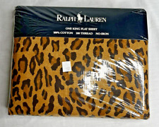 VTG RALPH LAUREN Aragon Leopard Cheetah King Flat Sheet Rare Blue Label NEW picture