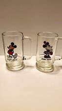 VINTAGE 1970s Walt Disney World Minnie And Mickey Mouse Glass Beer Mugs Cups picture