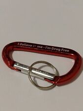 I Believe in Me-I'm Drug Free Red Promo Novelty Carabiner Keyring picture