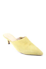Botkier Women's Pointed Toe Kitten Heels Suede Mules Sandals Yellow Size 8 picture