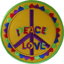 Peace Sign Symbol Love Iron On Patch Sew On Clothes Bag Hippie Embroidered Badge picture