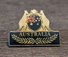 Australia Coat Of Arms Kangaroo & Emu Vintage Blue & Gold Souvenir Lapel Pin picture