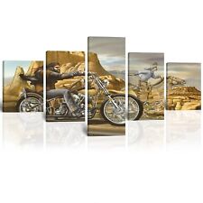 Motorcycle Wall Art 5 Piece David Mann Motorcycle Wall Decor Vintage Men Abst... picture