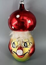Vintage Christmas De Carlini Italy Mushroom Head Blown Glass Painted Ornament picture