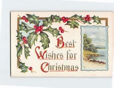 Postcard Best Wishes For Christmas Art Print Embossed Card picture
