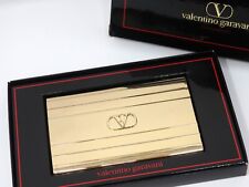 Vintage VALENTINO GARAVANI Logo Metal Cigarette Holder Case Gold Box Auth Rare picture