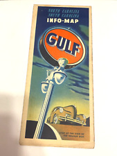 1940s Vintage Gulf Oil North/South Carolina Info Map picture