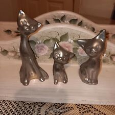 Vintage Brass 3 Cat figurines Silverstone Statues Make In India picture