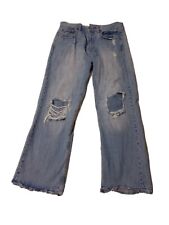 CLEARANCE Hollister 32x30 Blue Jeans distressed holes stains cutoffs as-is Raw picture
