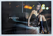 2006 Prada Black Dress Boots Long Sexy Legs Young Model High Fashion Print Ad picture