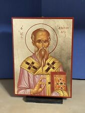 SAINT ALEXANDER, PATRIARCH OF CONSTANTINOPLE -WOODEN ICON FLAT, WITH GOLD LEAF picture