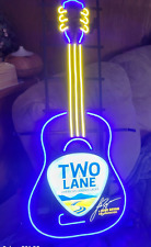 TWO LANE BEER FAUX NEON LED LIGHTED GUITAR SIGN BAR MANCAVE LUKE BRYAN NEW RARE picture