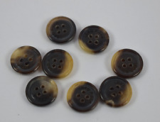 Lot of 8 Loro PIana Small Tortoise Style Brown&Amber Replacement Buttons 4-hole picture