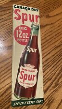 NOS Vintage Canada Dry Spur Zip In Sip Tin Non Porcelain Bottle Door Push Sign picture