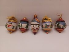 LOT OF 5 HEAVY Porcelin Christmas Ornaments That Open Up To Hold Small Gifts picture