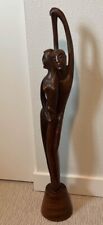 Vintage Hand Carved Abstract Man Woman Scultpture MCM Retro Art Boho 30” TALL picture