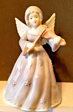 🌺 VINTAGE GLOBAL ART MUSIC BOX ANGEL BLUE AND WHITE Ave Maria picture