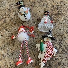 lot of 4 christmas snowman ornament set picture