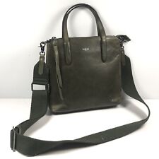 Botkier Handbag Green Leather Satchel Tote Crossbody Bag Purse Wide Strap Square picture