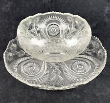 Vintage LE Smith Pinwheel and Stars Punch Bowl & Underplate Wedding Eggnog picture