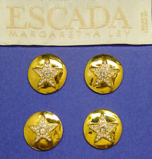  4 ESCADA BIG RHINESTONE STAR GOLD TONE METAL REPLACEMENT BUTTONS GOOD USED COND picture