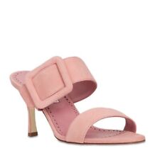 manolo blahnik Gable Pink Suede Buckle Mules picture
