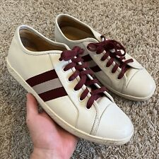 Bally Switzerland White Leather Cap Toe Striped Sneakers IANO/029 Size 10 picture