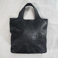 Vintage Bottega Veneta Black Intrecciato Braided Bucket Tote Leather Bag picture