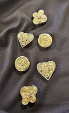 Vintage The Limited Snap Open Gold Heart Swirls Button Covers Card of 6 picture