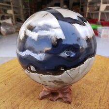 1060g RARE Natural blue Volcanic Rock agate Sphere Quartz Crystal Ball Healing picture
