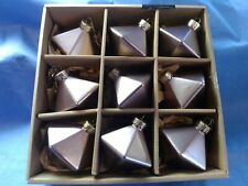 9 Bella Lux Christmas Glass Ornaments Mauve Taupe Matte Dodecahedron Gorgeous picture
