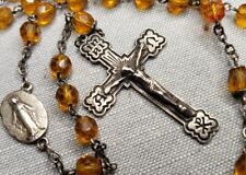 Vintage Rosary High Quality Sterling Silver Glass beads Christian H62 picture