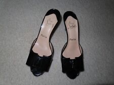 Christian Louboutin Black Patent Leather Joli-Noeud Slides/Mules/Shoes EUR 39 picture