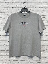VINTAGE 90'S GUESS ? JEANS HAWAII LOGO SPELL OUT USA FLAG GRAY T SHIRT M picture