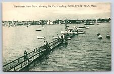 Ferry Landing Marblehead Neck Massachusetts MA Sailboats Boats Vintage Poscard picture