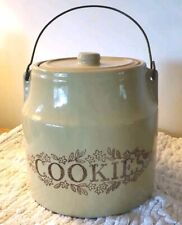 Vintage 1950s Monmouth Stoneware  Cookie Jar With Metal Bail Lid 8 inches picture