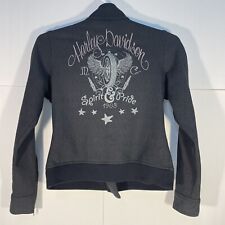 HARLEY DAVIDSON Women's Large Full Zip Lightweight Jacket Pebbled Black SPELLOUT picture