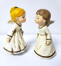 2 Vintage 1960 Musical Kissing Boy And Girl Angels Made In Japan 7in picture