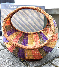 NEW Avon Pastel Collection Handled Woven Multi-Color Basket VINTAGE picture