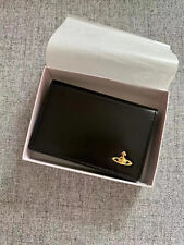 Vivienne Westwood Black Leather Gold Button Envelope Fold Wallet w/ Original Box picture