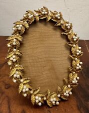 Rare Antique Vintage Mirella Gold Gilt Photo Frame With Seed Pearls picture