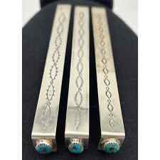 Vtg Alfred Chavez Navajo Sterling Turquoise bookmark Lot Of 3 Signed picture