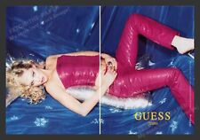 Guess 2000s Print Advertisement (2 pages) 2000 Jeans Blonde on Couch Snakeskin picture