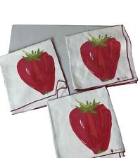 1970’s Vera Neuman Linen Napkins Placemat With Strawberries Set Of 3 picture